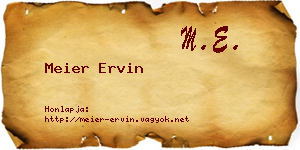 Meier Ervin névjegykártya